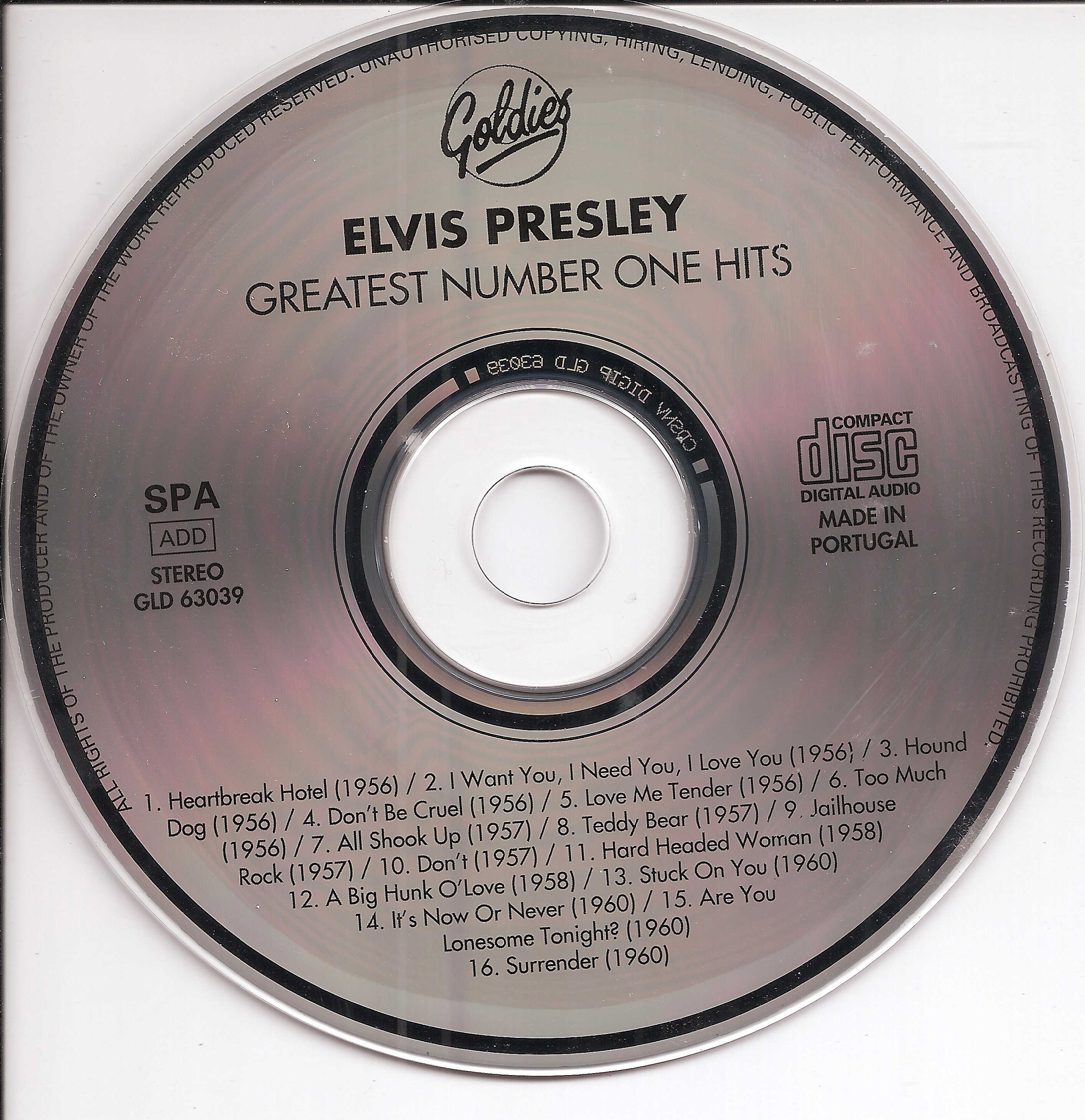 Elvis Presley  Greatest Number One Hits : CD